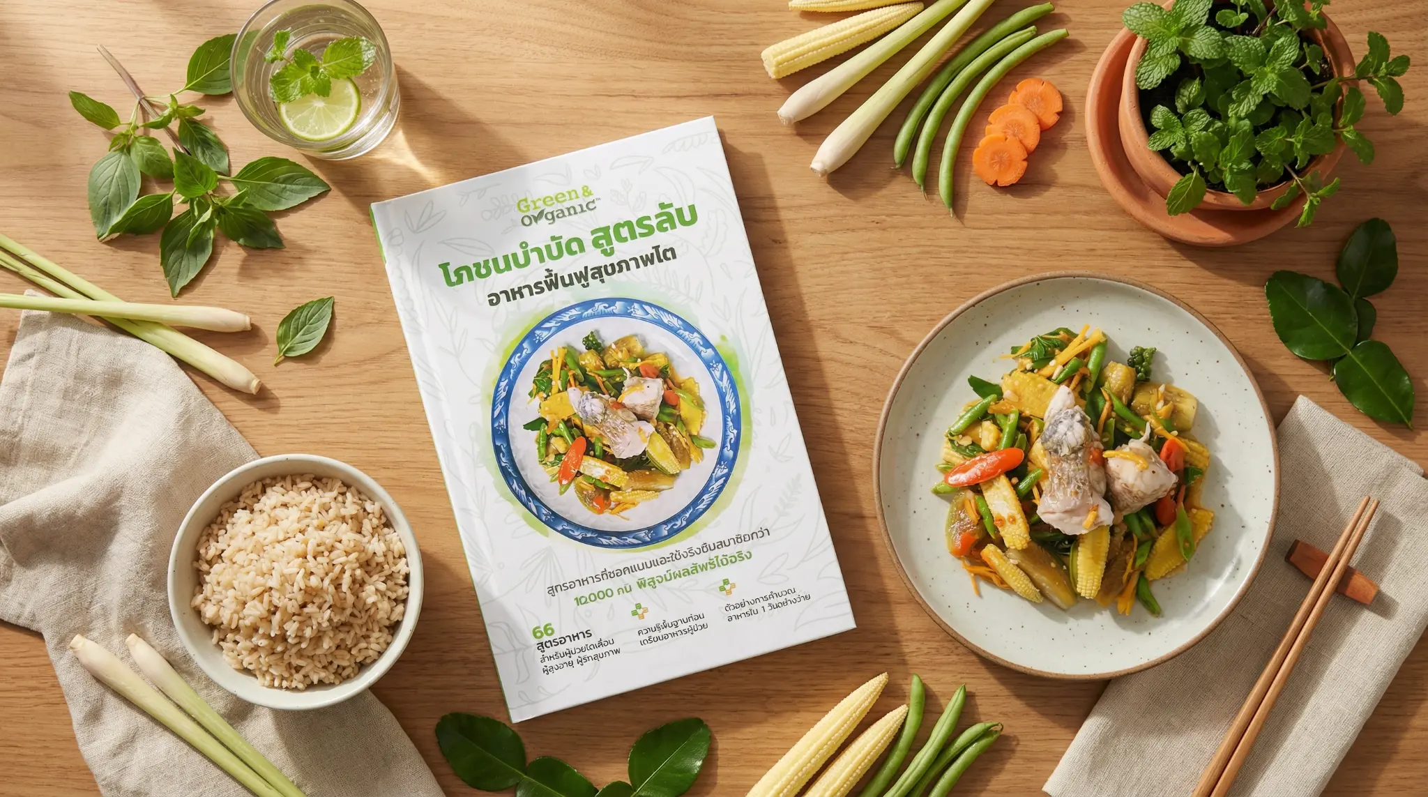 หนังสือโภชนบำบัด Green & Organic สูตรลับอาหารฟื้นฟูสุขภาพไต พร้อมอาหารสุขภาพลดโซเดียม