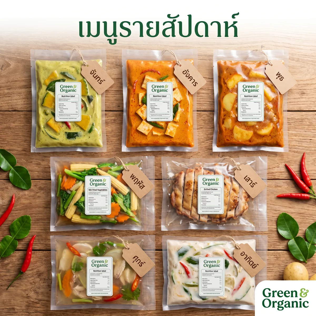 เมนูอาหารคลีน 7 วัน ออกแบบโดยนักโภชนาการ Green & Organic