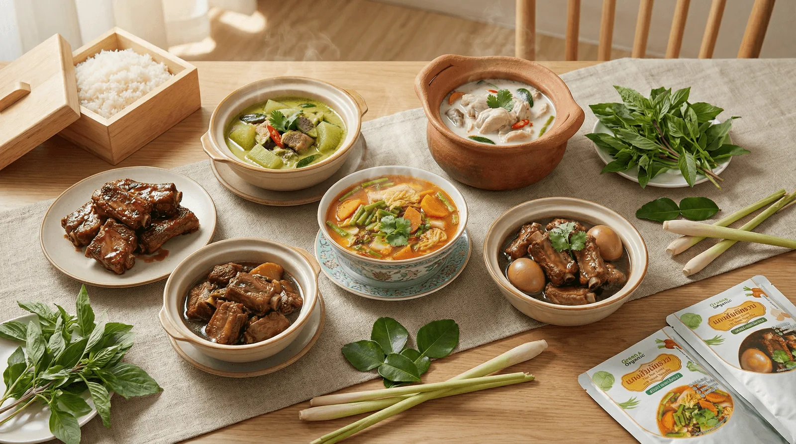 อาหารคลีนพร้อมทาน Green & Organic 8 เมนู ลดหวาน มัน เค็ม บนโต๊ะอาหาร